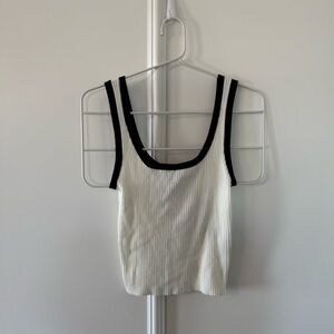 NWT! White & Black Ribbed Knit Tank Top